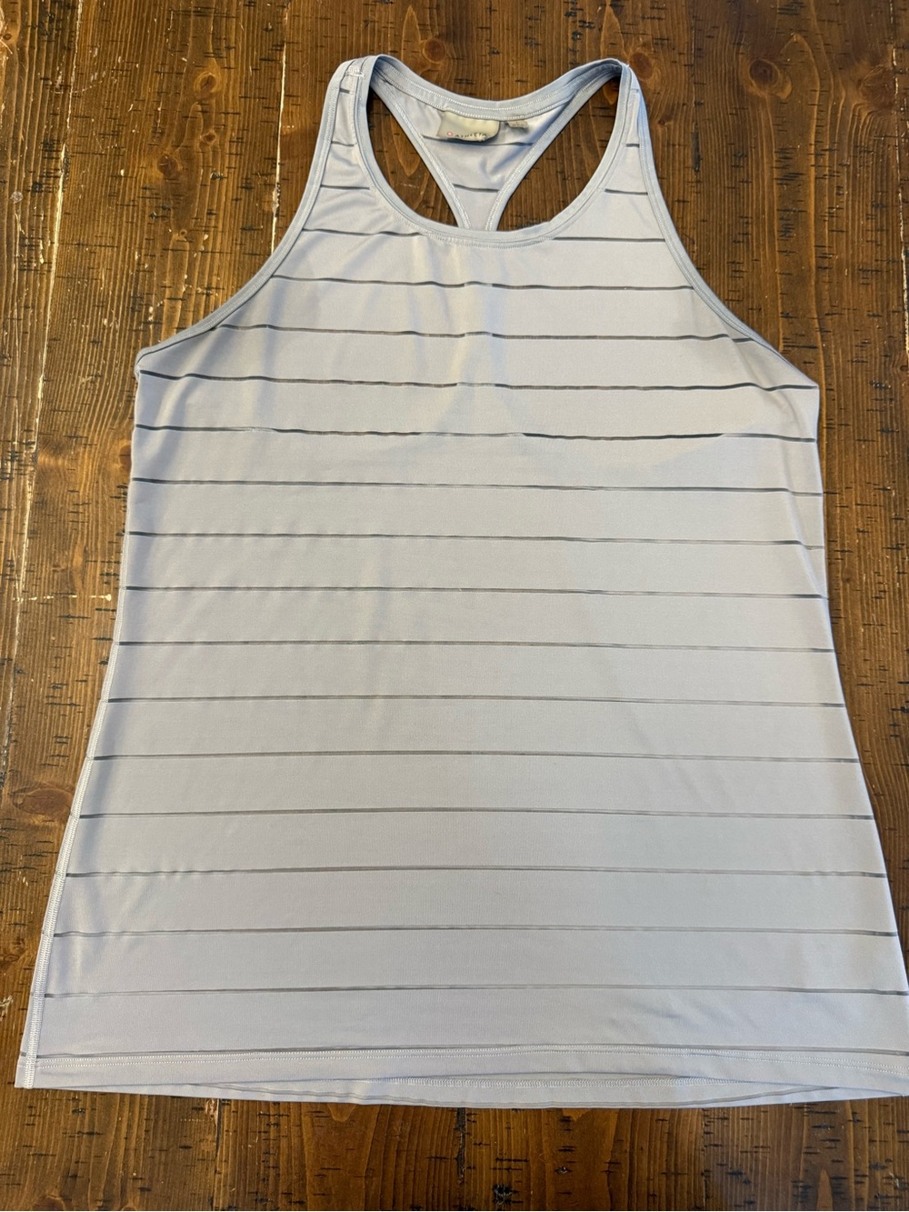 Athleta Racerback Tank Top Yoga Workout Gray Stripe Lightweight Sz Large